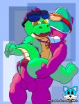  absurd_res anal anal_penetration angry angry_eyes anthro brawl_stars buzz_(brawl_stars) clothing confusion dinosaur doug_(brawl_stars) duo eyewear eyewear_on_head floater goggles goggles_on_head green_body hair hand_on_butt hat headgear headwear hi_res hot_dogging looking_at_viewer male male/male penetration penile penile_penetration penis_in_ass purblube_scramble-prll red_hair reptile scalie sex smile spikes spikes_(anatomy) supercell_(company) visor_cap whistle yellow_eyes 