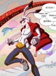  absurd_res clothed clothing fur hetore_(artist) hi_res king_kazma lagomorph leporid looking_at_viewer male mammal rabbit red_eyes solo summer_wars text white_body white_fur 