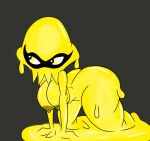  all_fours anthro big_breasts big_butt breasts butt female hi_res nintendo nipples nsfwtheodore nude simple_background solo splatoon thick_thighs yellow_body yellow_eyes 
