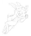  after_sex afterglow anthro bat bat_ears bodily_fluids canid canine canine_ears canis clasped_hands cuddling cum digital_media_(artwork) duo eyes_closed feet fur genital_fluids genitals genitals_touching halbean hi_res humanoid jackal kissing long_ears lying male male/male mammal messy nude on_back penis sex short_tail tail turo_of_akesh wingless_bat 