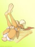  2023 3_toes 5_fingers anthro blonde_hair bottomwear breasts butt camel_toe clothed clothing cropped_tank_top feet female fingers fur gloves hair handwear hindpaw humanoid_hands lagomorph legs_up leporid lola_bunny looney_tunes lying mammal on_back paws rabbit robcivecat shirt shorts smile solo tan_body tan_fur tank_top toes topwear under_boob warner_brothers 