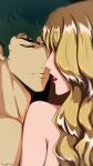  absurdres blonde_hair blunt_bangs couple cowboy_bebop green_hair highres julia_(cowboy_bebop) kiss non-web_source spike_spiegel 