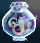  1other animal_focus bottle dark_background diamond_(gemstone) gem gradient_background highres in_bottle in_container longestdistance no_humans octopus original sky sparkle star_(sky) starry_sky water_drop 