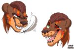 2023 anthro bared_teeth bear black_nose blush bodily_fluids brown_body brown_fur brown_hair clenched_teeth countershade_face countershade_fur countershading evil_face evil_grin evil_look fur green_eyes grey_hair hair headshot_portrait hi_res laugh looking_up male mammal multicolored_body multicolored_fur one_eye_closed open_mouth pink_tongue portrait red_blush round_ears sharp_teeth short_hair signature simple_background smile snout solo tears teeth teeth_showing tickling tongue two_tone_body two_tone_fur undeadsparrow white_background 