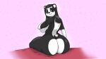  anthro bear big_breasts big_butt black_body black_eyes black_fur black_hair breasts butt butt_heart chunkiroll_(artist) female fur giant_panda hair hi_res huge_breasts huge_butt looking_at_viewer looking_back looking_back_at_viewer mammal nude pink_background rear_view simple_background sitting smile solo thick_thighs white_body white_fur wide_hips 