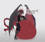  anthro belly big_belly claws cmitchell comic dragon grey_body grey_skin hi_res horn overweight red_body red_eyes red_skin solo tail vore wings 