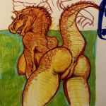  anthro anus biped breasts dinosaur female genitals hi_res justcartilage nipples non-mammal_breasts non-mammal_nipples pussy raised_tail reptile scales scalie solo spikes tail 