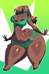  big_breasts big_butt bikini breasts butt clothing green_clothing hi_res largerest painting_(artwork) quoa_(dorkinhorkin) ree&#039;quoa swimwear taller_female traditional_media_(artwork) 