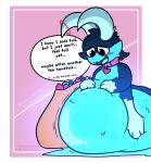  &lt;3 ambiguous_gender antennae_(anatomy) anthro belly big_belly bloated blush collar collar_only embarrassed gastropod gem glowing hi_res immobile mollusk nervous nude overweight riley_(valytine) sitting_on_belly slime slug solo stuffing valytine weight_gain 