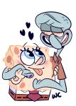  &lt;3 anthro bald blush cephalopod clothed clothing coleoid duo lidded_eyes male marine mollusk necktie nickelodeon octopodiform octopus on_model open_mouth open_smile sea_sponge shirt smile spongebob_squarepants spongebob_squarepants_(character) squidward_tentacles tentacles tongue tongue_out toony topwear waackery 