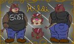  anthro belly big_butt butt chubby_anthro chubby_male clothed clothing digital_media_(artwork) hair hi_res hildi_(red_panda_mirr) male mammal moobs overweight overweight_anthro overweight_male red_panda_mirr reference_image smile solo suid suina sus_(pig) topwear wild_boar 