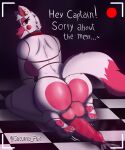  absurd_res animal_genitalia animal_penis animatronic anthro backsack balls bodily_fluids breasts butt canid canine canine_genitalia canine_penis dialogue digital_media_(artwork) ear_piercing english_text feet five_nights_at_freddy&#039;s five_nights_at_freddy&#039;s_2 fur genital_fluids genitals gynomorph hair hi_res hindpaw intersex knot lipstick looking_at_viewer machine makeup mammal mangle_(fnaf) musk nude open_mouth paws penis penis_backwards perineum piercing precum rear_view robot saturnafox scottgames seductive simple_background smile solo tail text thick_thighs throbbing_penis white_body white_fur yellow_eyes 