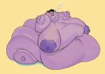  2023 absurd_res anthro areola belly big_belly big_breasts big_nipples blue_hair blush breasts catty_(undertale) chubby_cheeks deep_navel domestic_cat double_chin fangs fat_arms fat_legs fat_rolls felid feline felis female fur hair hi_res highlights_(coloring) huge_belly huge_breasts hyper hyper_belly hyper_breasts immobile mammal manwhateverokay morbidly_obese morbidly_obese_anthro morbidly_obese_female navel neck_rolls nipples nude obese obese_anthro obese_female overweight overweight_anthro overweight_female purple_areola purple_body purple_fur purple_nipples sagging_breasts simple_background solo stretch_marks teeth undertale_(series) yellow_background yellow_sclera 