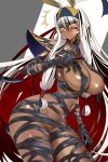  1girl animal_ears bandages breasts dark-skinned_female dark_skin fate/grand_order fate_(series) highres large_breasts long_hair nitocris_(fate) nitocris_alter_(fate) nitocris_alter_(first_ascension)_(fate) red_hair solo tan underboob white_hair yahoo0124 yellow_eyes 