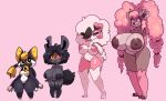  &lt;3 2023 anthro bell bell_collar berurun beta_pokemon_(species) beta_pokemon_games big_breasts black_body black_fur black_nipples breast_size_difference breasts brown_body brown_fur brown_nipples collar female fur generation_5_pokemon generation_7_pokemon genitals group hi_res huge_breasts lycanroc multicolored_body multicolored_fur nic-m-lyc nintendo nipples pink_background pink_body pink_fur pink_nipples pokemon pokemon_(species) pokemon_gold_beta pussy red_eyes red_sclera sawsbuck short_stack simple_background tagme thick_thighs white_body white_fur wide_hips yellow_nipples yellow_sclera 
