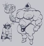  2023 5_fingers belly big_muscles big_nipples big_pecs bobthetanuki bulge cellphone clothed clothing darkner deltarune ellipsis father father_and_child father_and_son felid fingers grey_background group hi_res holding_cellphone holding_object holding_phone huge_muscles humanoid king_spade lancer_(deltarune) male mammal musclegut muscular muscular_humanoid muscular_male nipples open_mouth open_smile parent parent_and_child pecs phone seam_(deltarune) simple_background smile son spades_(suit) standing suit_symbol thong tongue tongue_out topless trio undertale_(series) underwear 