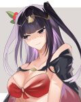  1girl 2sirokma0930 bare_shoulders bikini black_eyes black_hair blunt_bangs breasts capelet cleavage fire_emblem fire_emblem_awakening fire_emblem_heroes flower hair_flower hair_ornament highres light_smile long_hair looking_to_the_side o-ring o-ring_bikini official_alternate_costume red_bikini solo swimsuit tharja_(fire_emblem) tharja_(summer)_(fire_emblem) twintails twitter_username upper_body 