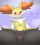  anthro azurelight canid canine female fox genitals hi_res mammal presenting presenting_pussy pussy solo 