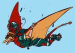  armor binturongboy boots clothing dinosaur footwear headgear helmet jumpsuit panicking pheagle pterosaur reptile scalie skydiving torn_clothing transformation 