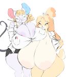  animal_crossing anthro areola big_breasts blonde_hair breasts canid canine canis clothed clothing domestic_dog dress_shirt dullvivid duo female female/female green_eyes grey_body hair hi_res huge_breasts hyper hyper_breasts isabelle_(animal_crossing) mammal mouse murid murine nintendo nipple_slip nipples open_clothing open_shirt open_topwear pencil_(object) petri_(animal_crossing) purple_areola purple_nipples rodent sagging_breasts shih_tzu shirt smile tan_areola tan_nipples thick_thighs topwear toy_dog 