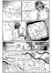  anthro chabett clothed clothing comic dialogue doodle_(gudlmok99) dragon duo embarrassed female fur furred_dragon gudlmok99 hair hi_res horn korean_text leaf male male/female monochrome partially_clothed plant speech_bubble text translated trash trash_can tree 