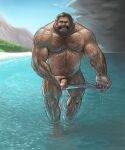  awarebear beach bear belly bodily_fluids briefs claws clothing cloud cloudy cum dripping dripping_water dripping_wet ejaculation erection eyes_closed fur fur_growth genital_fluids genitals growth hair hairy hi_res humanoid male mammal masturbation mountain muscular muscular_male navel nipples nude palm_tree penis plant sand sea seaside sky solo swimwear tearing_clothing tearing_own_clothing torn_clothing transformation tree underwear water were wereursid 