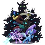  absurd_res action_pose anthro arthropod changeling chimera discord_(mlp) draconequus equid equine female feral friendship_is_magic group hasbro hi_res horn horse magic magic_hat male mammal my_little_pony pony pose queen_chrysalis_(mlp) smoke_bomb starlight_glimmer_(mlp) thorax_(mlp) trixie_(mlp) turkojar unicorn 