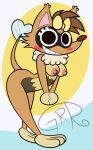  anthro bent_over big_feet breasts brown_body brown_chest brown_fur butt facial_markings feet female fur gesture hand_holding head_markings hi_res markings mask_(marking) neck_tuft nipples nukky_(one_piece) one_piece pink_nipples red_cheeks sea_raccoon_(one_piece) smile smiling_at_viewer snout solo sr-g tail tail_gesture tail_heart tuft yellow_bow yellow_chest 