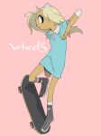  adventure_time anthro bear bronwyn canid canine canis cartoon_network clothed clothing domestic_dog female hybrid mammal pink_background rainicorn simple_background skateboard skateboarding solo yunta0722 