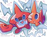  &gt;_o :d :o blue_eyes blush_stickers chinese_zodiac commentary_request heart kokemushi_(kuru_fox) no_humans one_eye_closed open_mouth pokemon pokemon_(creature) rotom rotom_(normal) rotom_dex smile white_background year_of_the_rabbit 