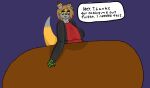  accent anthro big_breasts black_clothing black_jacket black_topwear breasts brown_hair canid canine clothing english_text facial_tuft female first_person_view fluffy fluffy_tail fox furniture green_eyes hair happy jacket looking_at_viewer mama_vixie_(yes_0o0) mammal overweight prosthetic prosthetic_arm prosthetic_limb red_clothing red_shirt red_topwear shirt simple_background smile solo southern southern_accent table tail text tired_eyes topwear yes_0o0 