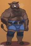  absurd_res anthro belt bodily_fluids body_hair bulge chubby_male hand_on_hip hi_res knee_wraps male mammal mature_male musclegut muscular muscular_male nanoff shirtless solo standing suarez_(nanoff) suid suina sus_(pig) sweat sweaty_chest wild_boar wrestling_singlet 
