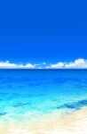  beach blue_sky cloud day highres horizon meito_(maze) no_humans ocean original outdoors sand scenery sky water waves 