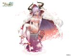  1girl :p bare_shoulders blue_eyes breasts character_request cleavage copyright_request elbow_gloves full_body gloves high_heels horns large_breasts long_hair looking_at_viewer navel official_art pointy_ears purple_hair sitting smile solo thigh_strap thighhighs thighs tongue tongue_out uo_denim white_footwear white_gloves white_thighhighs 
