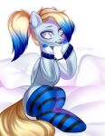  absurd_res azure_opus_(oc) blonde_hair blue_body blue_feathers blue_hair cuff_(restraint) ear_piercing ear_ring equid equine eyelashes fan_character feathers female feral folded_wings hair handcuffs hasbro hi_res highlights_(coloring) looking_at_viewer mammal metal_cuffs minchyseok my_little_pony open_mouth open_smile pegasus piercing restraints ring_piercing smile solo tail white_eyes wings yellow_tail 