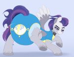  diaper dread_(oc) equid equine fan_character fangs friendship_is_magic fur grey_body grey_fur grey_sclera hair hasbro hi_res hooves male mammal multicolored_hair multicolored_tail my_little_pony notched_eyebrow pegasus purple_eyes purple_hair purple_tail romper_suit scar shuphle tail teeth wings wonderbolts_(mlp) 