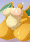 absurd_res anthro big_breasts breasts dragonite female generation_1_pokemon genitals hi_res membrane_(anatomy) membranous_wings nintendo nude overweight overweight_female pokemon pokemon_(species) pussy ranthfox solo thick_thighs wings 