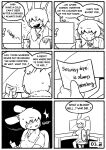  bodily_fluids cho_second clothing comic english_text female hair hi_res lagomorph leporid mammal monochrome nerd_(the_suicider_rat) rabbit sweat text the_suicider_rat topwear webcomic white_clothing white_hair white_topwear 