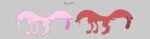  ambiguous_gender duo feral fetipets fur grey_background labbit1337 living_tail mawmu model_sheet monster pink_body pink_fur red_body red_fur simple_background tail unusual_anatomy unusual_tail 