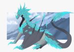  absurd_res blue_body blue_scales claws digital_media_(artwork) dragon female feral hi_res horn membrane_(anatomy) membranous_wings mordorinka scales scalie simple_background sky spines western_dragon wings wyvern 