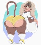  anthro big_breasts big_butt bottomwear breasts butt clothing eyewear female glasses hair haplorhine hi_res huge_breasts huge_butt hyper hyper_breasts long_hair mammal monkey primate purple_yoshi_draws shorts solo thick_thighs 