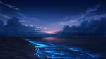  beach blue_sky cloud cloudy_sky highres horizon morning night no_humans ocean original pei_(sumurai) scenery shore sky star_(sky) starry_sky sunlight water waves 