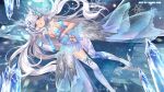  feathers hanh_chu heterochromia highres ice indie_virtual_youtuber long_hair looking_at_viewer mikazuki_silvi navel owl_ears owl_girl skirt snowflakes 