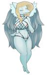  2023 alpha_channel anthro areola big_areola big_breasts blonde_hair braided_hair breasts choker clothed clothing curvy_figure digital_drawing_(artwork) digital_media_(artwork) dinosaur elbow_feathers eyelashes eyes_closed feathered_wings feathers feet female fingers grey_body grey_scales hair hi_res jewelry mature_anthro mature_female navel necklace nipples pterodactylus pterosaur pubes reptile samantha_(snoot_game) scales scalie short_tail simple_background skimpy smile snoot_game_(fan_game) snout solo tail thick_thighs toes transparent_background unknown_artist voluptuous wide_hips wings 