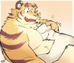  2023 anthro belly blush duo embrace eyes_closed felid ginnosuke hug kemono male mammal overweight overweight_male pantherine tiger 