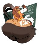  anthro big_butt boot_(artist) bovid butt butt_slap caprine chalkboard clothed clothing digital_media_(artwork) goat hi_res huge_butt hyper male mammal montana_(boot) overweight overweight_anthro overweight_male simple_background slap solo thick_thighs tight_clothing wide_hips 