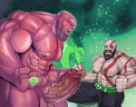  absurd_res alien beard big_muscles big_penis duo facial_hair genitals god_of_war green_lantern green_lantern_(series) hi_res human humanoid kilowog kratos male male/male mammal muscular penis robertsilva sony_corporation sony_interactive_entertainment 