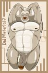  absurd_res anthro balls belly genitals glistening glistening_body hands_behind_head hi_res male musclegut muscular muscular_thighs nipples penis ryanburr solo 