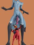  absurd_res anthro blender_(disambiguation) demon duo helluva_boss hi_res imp male male/male moxxie_(helluva_boss) nocturnalfuzz nude pinup pose simple_background size_difference stolas_(helluva_boss) 