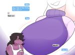 anthro artist_name averysweatyboy big_breasts bovid breasts caprine cellphone clothed clothing deltarune duo english_text eyebrows faceless_character faceless_female female floppy_ears hair huge_breasts long_ears long_hair mammal mature_anthro mature_female motion_lines narrowed_eyes non-mammal_breasts open_mouth phone purple_body scalie shirt susie_(deltarune) tank_top text topwear toriel undertale_(series) 